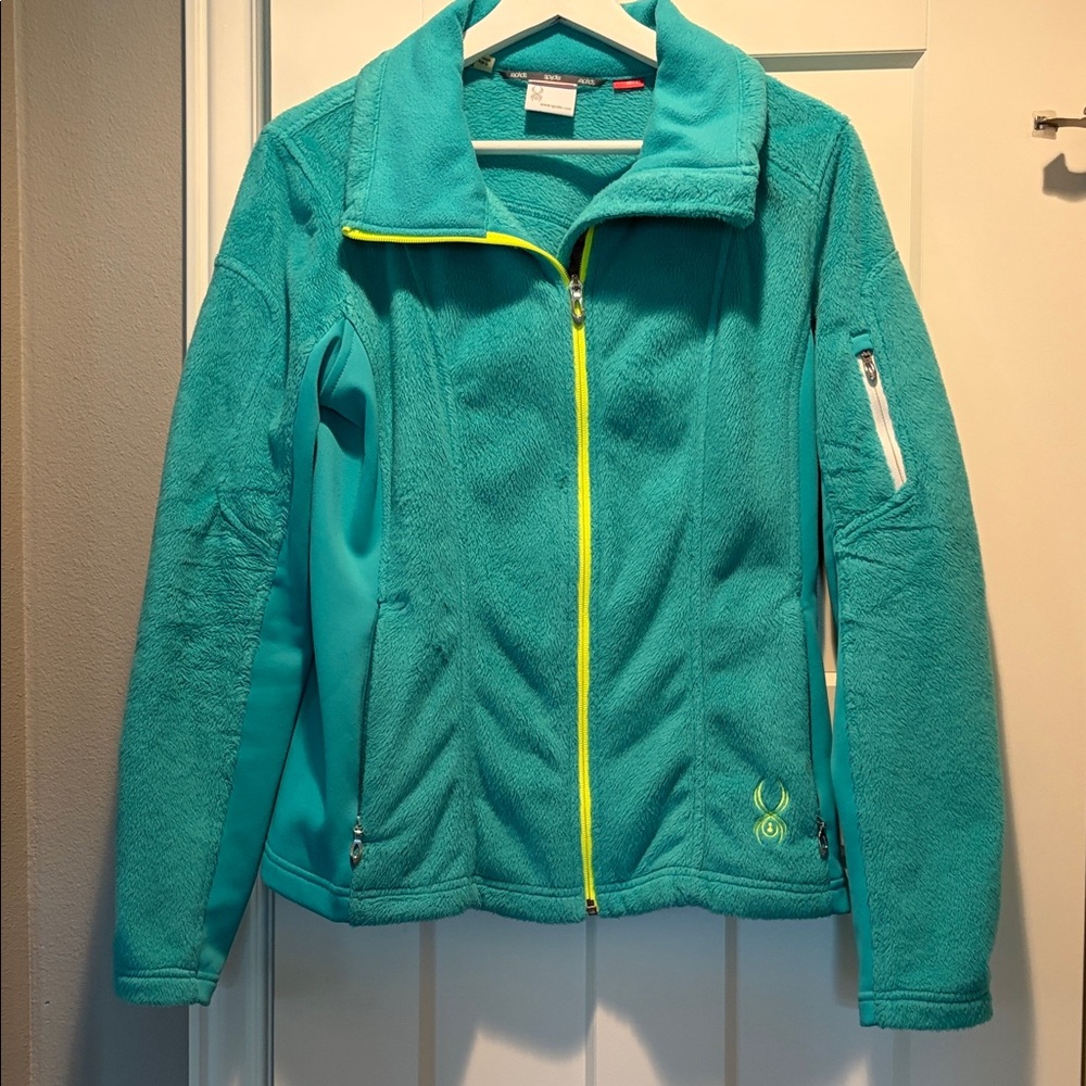 Spyder Teal Fleece Jacket with Lime Details